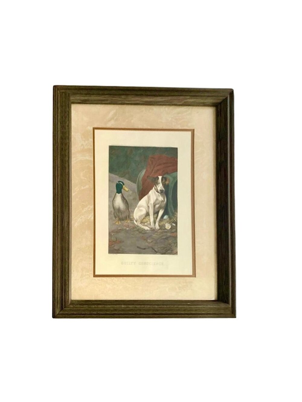 Print Dog and Duck Title Guilty Conscience Jack Russel Art Vintage Decor